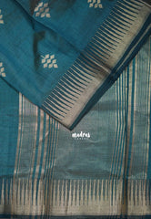 Dual Shade Teal Green - Raaga - Semi Tussar with Temple Border - Best for Small Functions