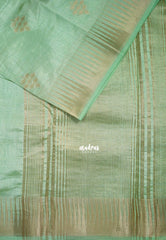 Dual Shade Creamy Green - Raaga - Semi Tussar with Temple Border - Best for Small Functions