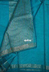 Teal Blue - Raaga - Lightweight Semi Tussar Saree with Small Border - Best for Small Functions