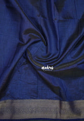 Dual shade Midnight Blue - Raaga - Lightweight Semi Tussar Saree with Floral Border and Buttas - Best for Wedding Functions