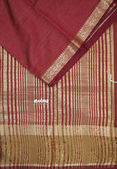 Majestic Maroon - Raaga - Semi Tussar Plain body with Elephant Border
