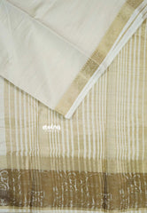 Ivory venpattu - Raaga - Semi Tussar Plain body with Elephant Border