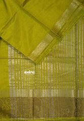 Sap Green - Raaga - Semi Tussar Plain body with Elephant Border