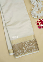 Ivory venpattu - Raaga - Semi Tussar Plain body with Elephant Border