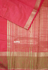 Reddish Pink - Raaga - Semi Tussar Plain body with Elephant Border
