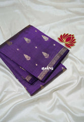 Royal Purple - Raaga - Lightweight Semi Tussar Saree with Flower Border and Leaf Buttas - Best for Small Functions