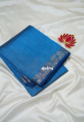Peacock Blue - Raaga - Lightweight Semi tussar saree wtih leaf border - Best for Temple Visit | | Casual Wear