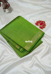 Fresh Leaf Green - Raaga - Lightweight Semi Tussar Saree with Small Border - Best for Small Functions