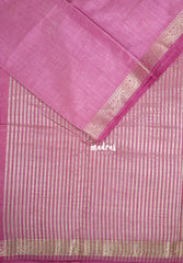 Onion Pink - Raaga - Lightweight Semi Tussar Saree with Small Border - Best for Small Functions