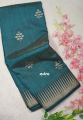 Dual Shade Teal Green - Raaga - Semi Tussar with Temple Border - Best for Small Functions