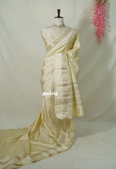 Creamy Ivory - Raaga Premium Semi tussar Vaira Oosi Body with Thread Weaving Border - Perfect for Festive Wear