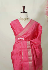 Queen's Pink - Raaga Premium Semi tussar Vaira Oosi Body with Thread Weaving Border - Perfect for Festive Wear