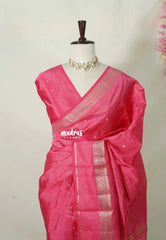 Queen's Pink - Raaga Premium Semi tussar Vaira Oosi Body with Thread Weaving Border - Perfect for Festive Wear