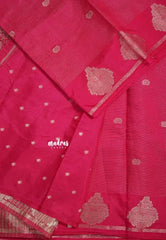 Queen's Pink - Raaga - Premium Raw Mango silk with 3D stripes weaving Body with Buttas