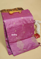 Onion Pink - Raaga - Raw mango tussar silk with big motif border and buttas