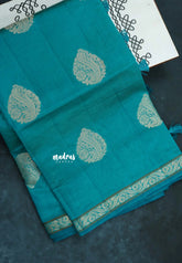 Dual Shade Teal Blue - Raaga - Lightweight Semi tussar saree with bog buttas and small border