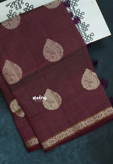 Dual Shade Wine Brown - Raaga - Lightweight Semi tussar saree with bog buttas and small border