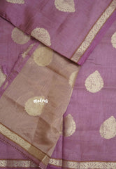Dual Shade Onion pink - Raaga - Lightweight Semi tussar saree with bog buttas and small border