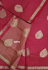 Dual Shade Reddish Pink - Raaga - Lightweight Semi tussar saree with bog buttas and small border