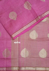 Dual Shade Rose Pink - Raaga - Lightweight Semi tussar saree with bog buttas and small border