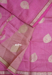 Dual Shade Rose Pink - Raaga - Lightweight Semi tussar saree with bog buttas and small border
