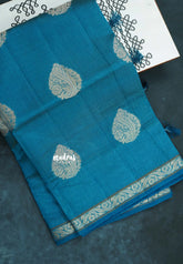 Dual Shade Peacock Blue - Raaga - Lightweight Semi tussar saree with bog buttas and small border