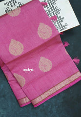 Dual Shade Rose Pink - Raaga - Lightweight Semi tussar saree with bog buttas and small border