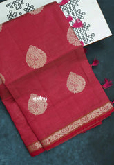 Dual Shade Reddish Pink - Raaga - Lightweight Semi tussar saree with bog buttas and small border