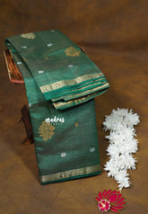 Dual Shade Green - Raaga - Semi Tussar and Tiny Border with Floral and Buttas - Best for Gifting