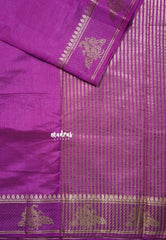 Dual Shade Magenta - Raaga - Semi Tussar Plain body with Mayil Border - Best for Gifting