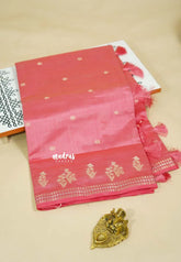 Pink - Raaga - Lightweight Semi tussar saree with small floral border with buttas