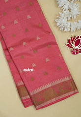 Peach Pink - Raaga - Semi Tussar Raaga with Buttas and Elephant Thread Border - Best for Festive Wear