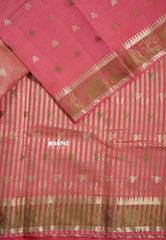Peach Pink - Raaga - Semi Tussar Raaga with Buttas and Elephant Thread Border - Best for Festive Wear