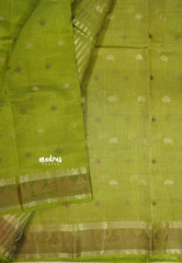 Pretty Parrot Green - Raaga - Semi Tussar with Buttas and Mayil Border