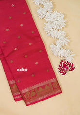 Reddish Pink - Raaga - Semi Tussar Plain body with Buttas and Mayil Border