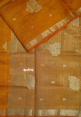 Golden Yellow - Raaga - Semi Tussar with Zari Floral Buttas and Small Border- Best for Gifting