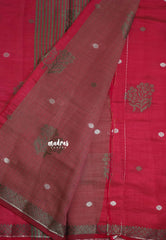 Queen's Pink - Raaga - Semi Tussar with Thread Floral Buttas and Small Border- Best for Gifting