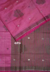 Rose Pink - Raaga - Semi Tussar with Thread Floral Buttas and Small Border- Best for Gifting