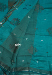 Teal Green - Raaga - Semi Tussar with Thread Floral Buttas and Small Border- Best for Gifting