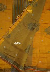 Golden Yellow - Raaga - Semi Tussar with Thread Floral Buttas and Small Border- Best for Gifting