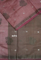 Onion Pink - Raaga - Semi Tussar with Thread Floral Buttas and Small Border- Best for Gifting