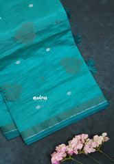 Teal Green - Raaga - Semi Tussar with Thread Floral Buttas and Small Border- Best for Gifting