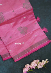Rose Pink - Raaga - Semi Tussar with Thread Floral Buttas and Small Border- Best for Gifting