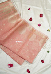Peach Glow - Raaga - Lightweight Semi tussar with Jute Texture - Best for Small Functions