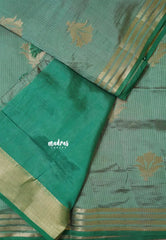 English Green - Raaga - Lightweight Semi tussar saree with multilne border