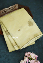 Ivory Cream - Raaga - Semi Tussar and Tiny Border with Floral and Buttas - Best for Gifting