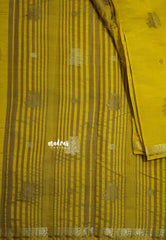 Greenish Yellow - Raaga - Semi Tussar and Tiny Border with Floral and Buttas - Best for Gifting