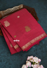Queen's Pink - Raaga - Semi Tussar and Tiny Border with Floral and Buttas - Best for Gifting