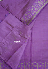 Dual Shade lilac Purple - Raaga - Semi Tussar Heart Stripes Border with piping