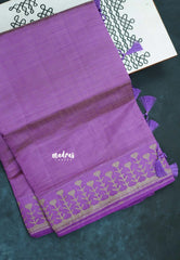 Dual Shade lilac Purple - Raaga - Semi Tussar Heart Stripes Border with piping